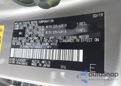 2019 Lexus Nx 300 z USA, uszkodzony, nr VIN JTJYARBZ1K2148663